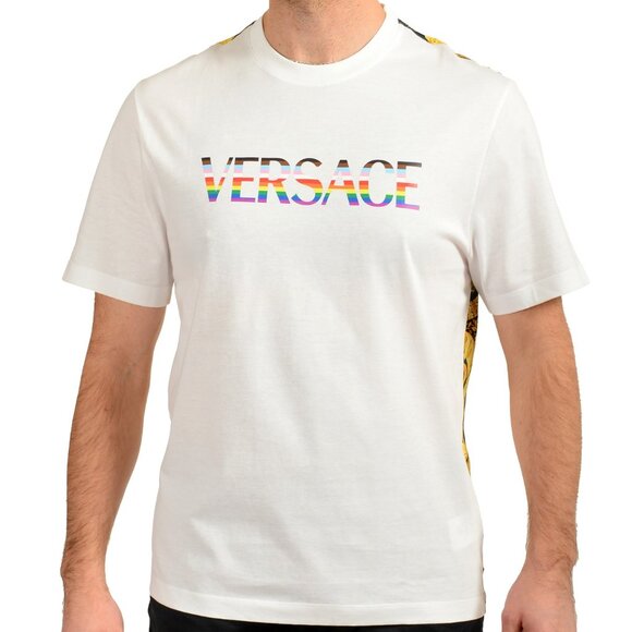 Versace Men's Barocco Pride Print Multi-Color Short Sleeve T-Shirt US 3XL IT 58 - Picture 1 of 6